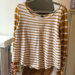 Free People Mustard and Cream Striped Top